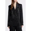 Farm Rio Patterned Double-breasted Jacket In Black