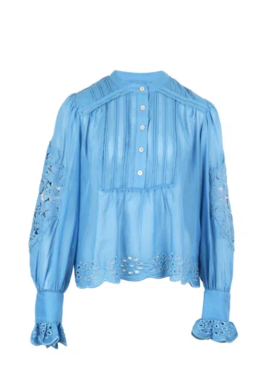 Farm Rio Light Blue Long Sleeve Blouse