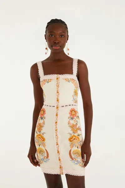 Farm Rio Ligia Sleeveless Mini Dress Ligia Floral Light Pink In White