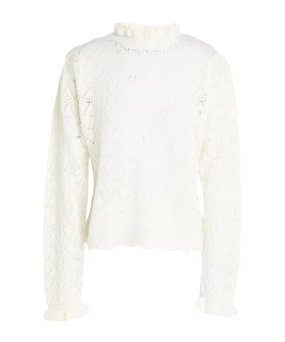 Farm Rio Lightweight Long-sleeve Knit Sweater In White