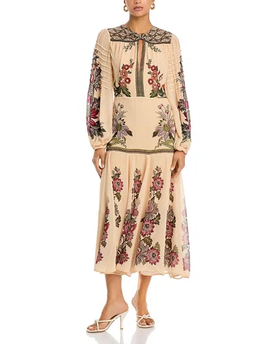 Farm Rio Ligia Floral Cascade Maxi Dress In Neutral