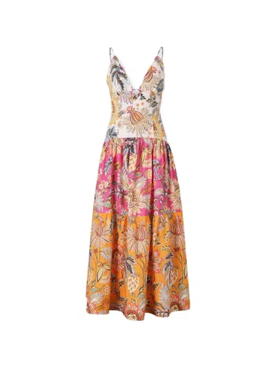 Farm Rio Ligia Floral-print Maxi Dress In Pink