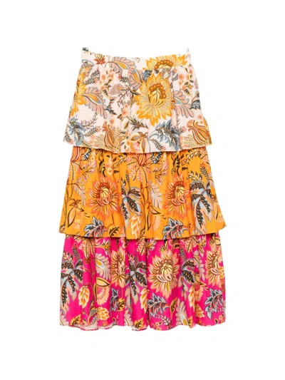 Farm Rio Ligia Midi Skirt In Multi