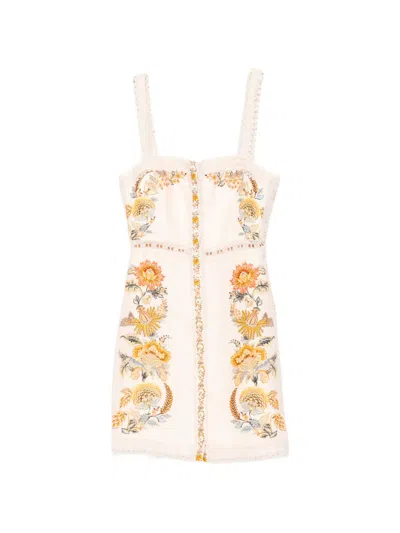 Farm Rio Ligia Sleeveless Mini Dress Ligia Floral Light Pink In White