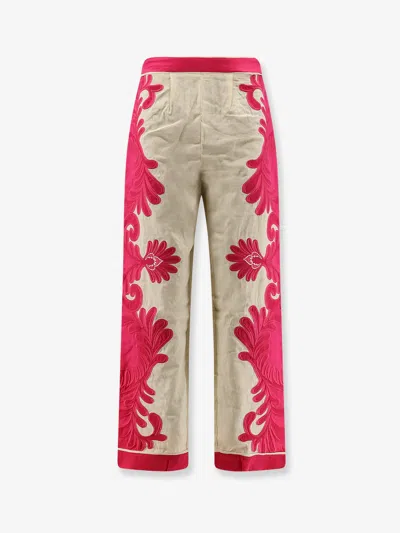 Farm Rio Linen And Viscose Blend Trousers In Multi