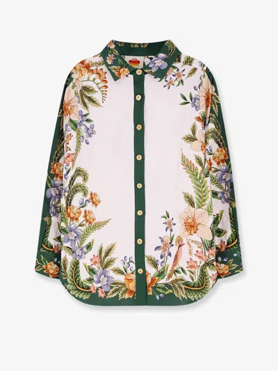 Farm Rio Multicolor Long-sleeved Shirt With Classic Collar And All-over Floral Print In Fabric Woman