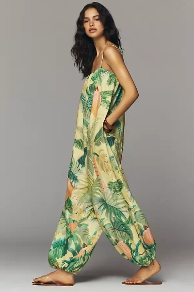 Farm Rio Linen Balloon Jumpsuit In Multi