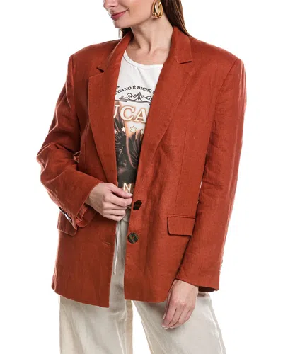 Farm Rio Linen Blazer In Brown