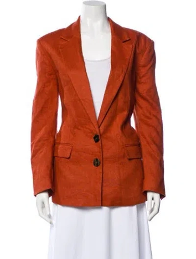 Pre-owned Farm Rio Linen Blazer In Orange