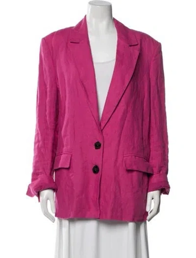 Pre-owned Farm Rio Linen Blazer In Pink