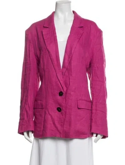Pre-owned Farm Rio Linen Blazer In Pink