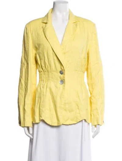 Pre-owned Farm Rio Linen Blazer In Yellow