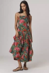 Farm Rio Linen Blend Dream Garden Strappy Drop-waist Midi Dress In Multicolor