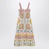 Farm Rio Linen-blend Dress With Nautical Print In Multi