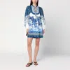 Farm Rio Palm Tree Print Mini Beach Dress In White