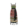 Farm Rio Linen-blend Midi Dress With Tassels