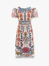 Farm Rio Midi Linen Dress With Multi-coloured Print