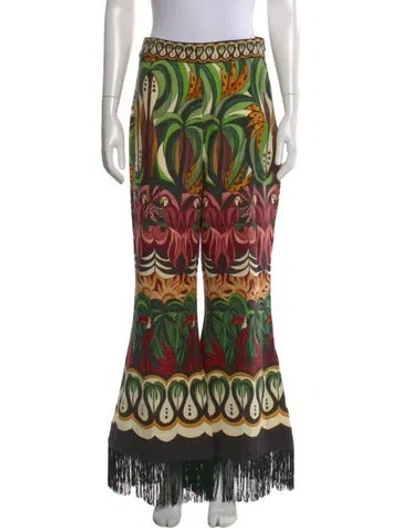 Pre-owned Farm Rio Linen Flared Pants In Green