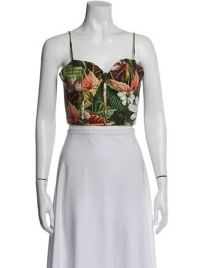 Pre-owned Farm Rio Linen Floral Print Crop Top W/ Tags In Pink