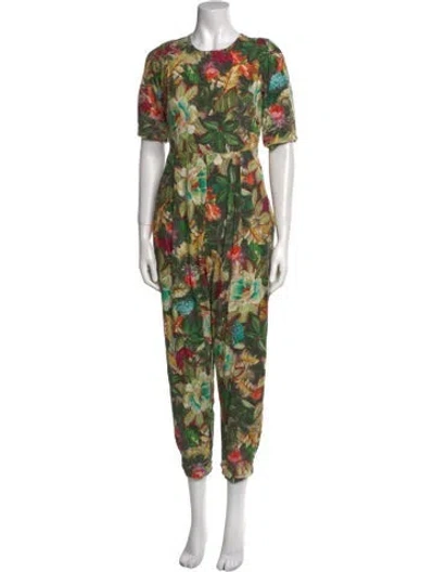 Pre-owned Farm Rio Linen Floral Print Jumpsuit In Multi