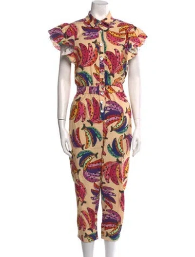 Pre-owned Farm Rio Linen Floral Print Jumpsuit In Multi