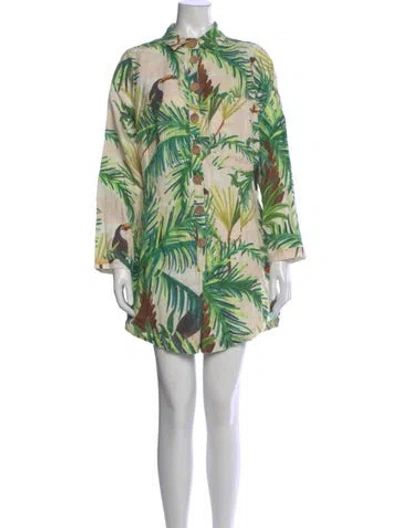 Pre-owned Farm Rio Linen Floral Print Jumpsuit In Multi