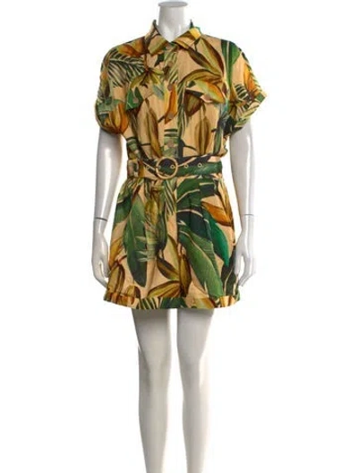 Pre-owned Farm Rio Linen Floral Print Jumpsuit In Multi