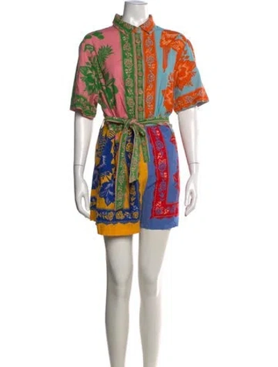 Pre-owned Farm Rio Linen Floral Print Jumpsuit In Multi
