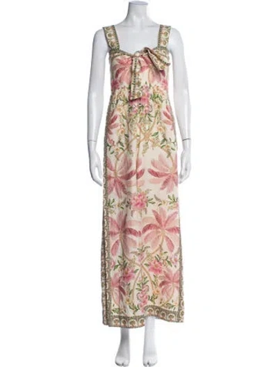 Pre-owned Farm Rio Linen Floral Print Jumpsuit In Multicolor