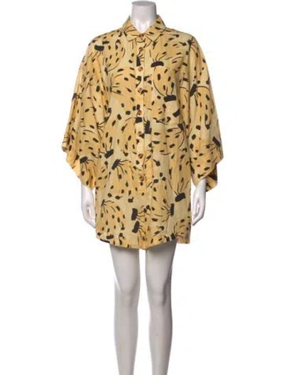 Pre-owned Farm Rio Linen Floral Print Romper In Multicolor