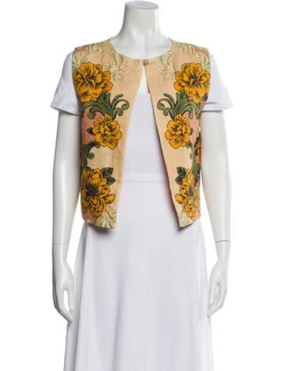 Pre-owned Farm Rio Linen Floral Print Vest In Multi