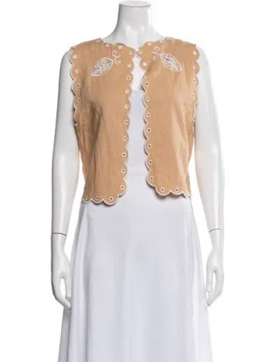 Pre-owned Farm Rio Linen Floral Print Vest In Neutrals