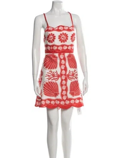 Pre-owned Farm Rio Linen Knee-length Dress In Pink