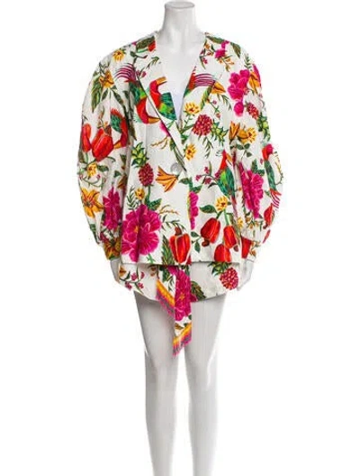 Pre-owned Farm Rio Linen Knee-length Shorts In White