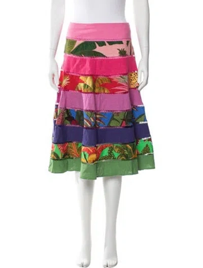 Pre-owned Farm Rio Linen Knee-length Skirt In Pink