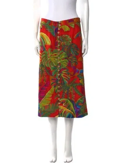 Pre-owned Farm Rio Linen Knee-length Skirt In Red