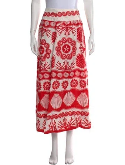 Pre-owned Farm Rio Linen Knee-length Skirt W/ Tags In Red