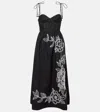 Farm Rio Black Richelieu Lace Euroflax Premium Linen Midi Dress In Black