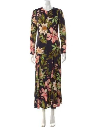 Pre-owned Farm Rio Linen Long Dress In Black
