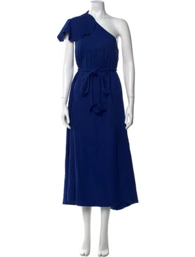 Pre-owned Farm Rio Linen Long Dress In Blue