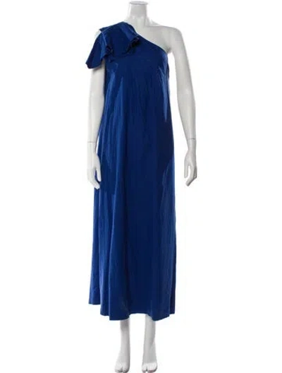 Pre-owned Farm Rio Linen Long Dress In Blue