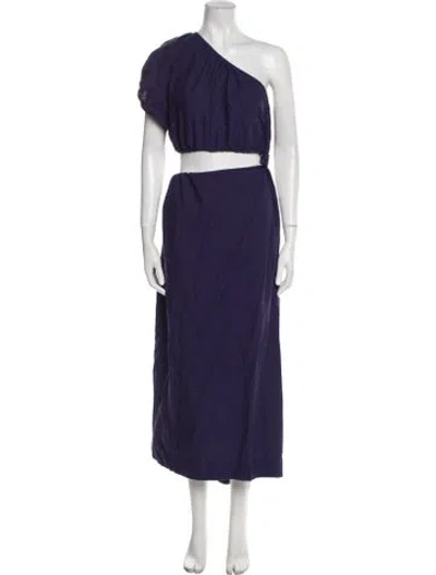 Pre-owned Farm Rio Linen Long Dress In Blue