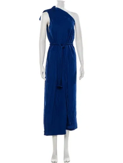 Pre-owned Farm Rio Linen Long Dress In Blue