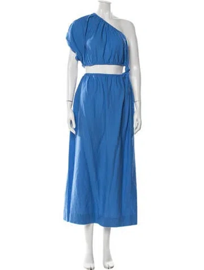 Pre-owned Farm Rio Linen Long Dress In Blue
