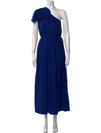 Pre-owned Farm Rio Linen Long Dress In Blue