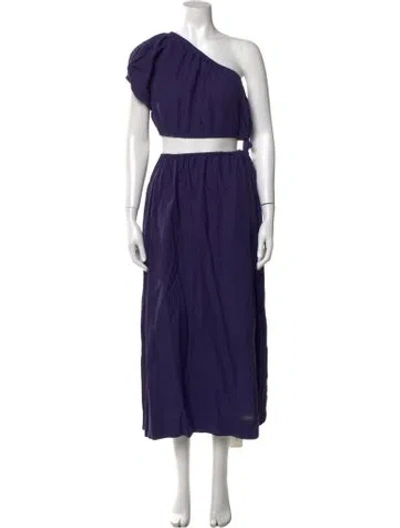 Pre-owned Farm Rio Linen Long Dress In Blue