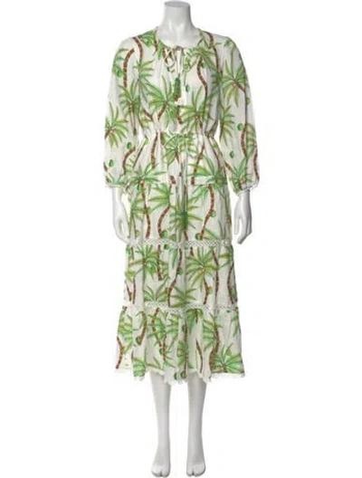 Pre-owned Farm Rio Linen Long Dress In Multi
