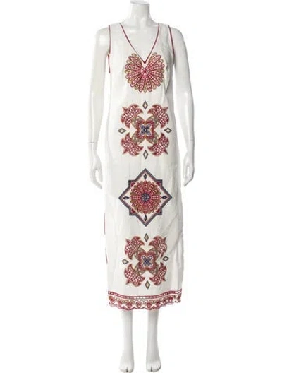 Pre-owned Farm Rio Linen Long Dress In Multi