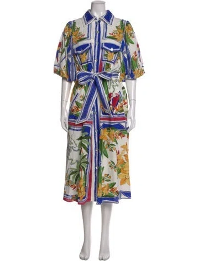 Pre-owned Farm Rio Linen Long Dress In Multi