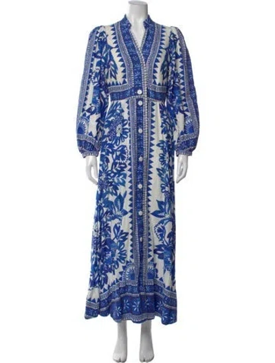 Pre-owned Farm Rio Linen Long Dress In Multi